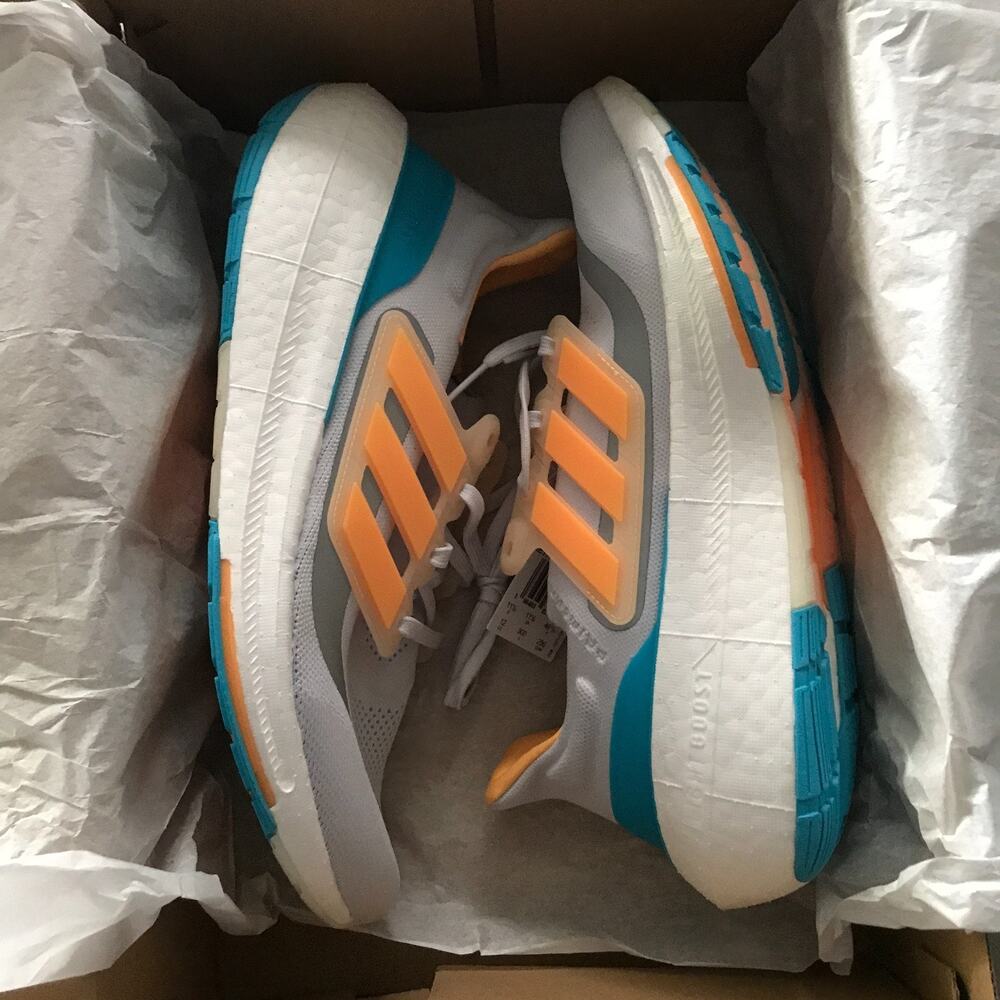 Adidas Ultra Boost Light Dash Grey Flash Orange Lucid Cyan IE1758 Mens 12 NIB